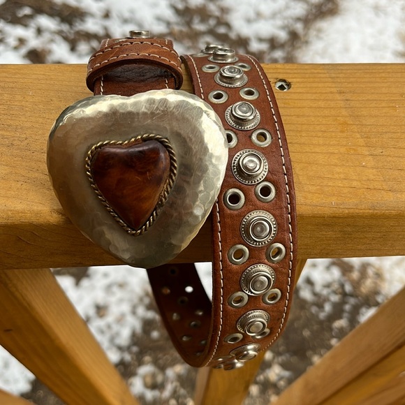 Chicos Genuine Leather Heart Belt - Picture 1 of 3